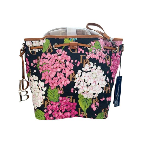 Dooney & Bourke Hydrangea Monogram Collection Drawstring Bag Black - Picture 4 of 16